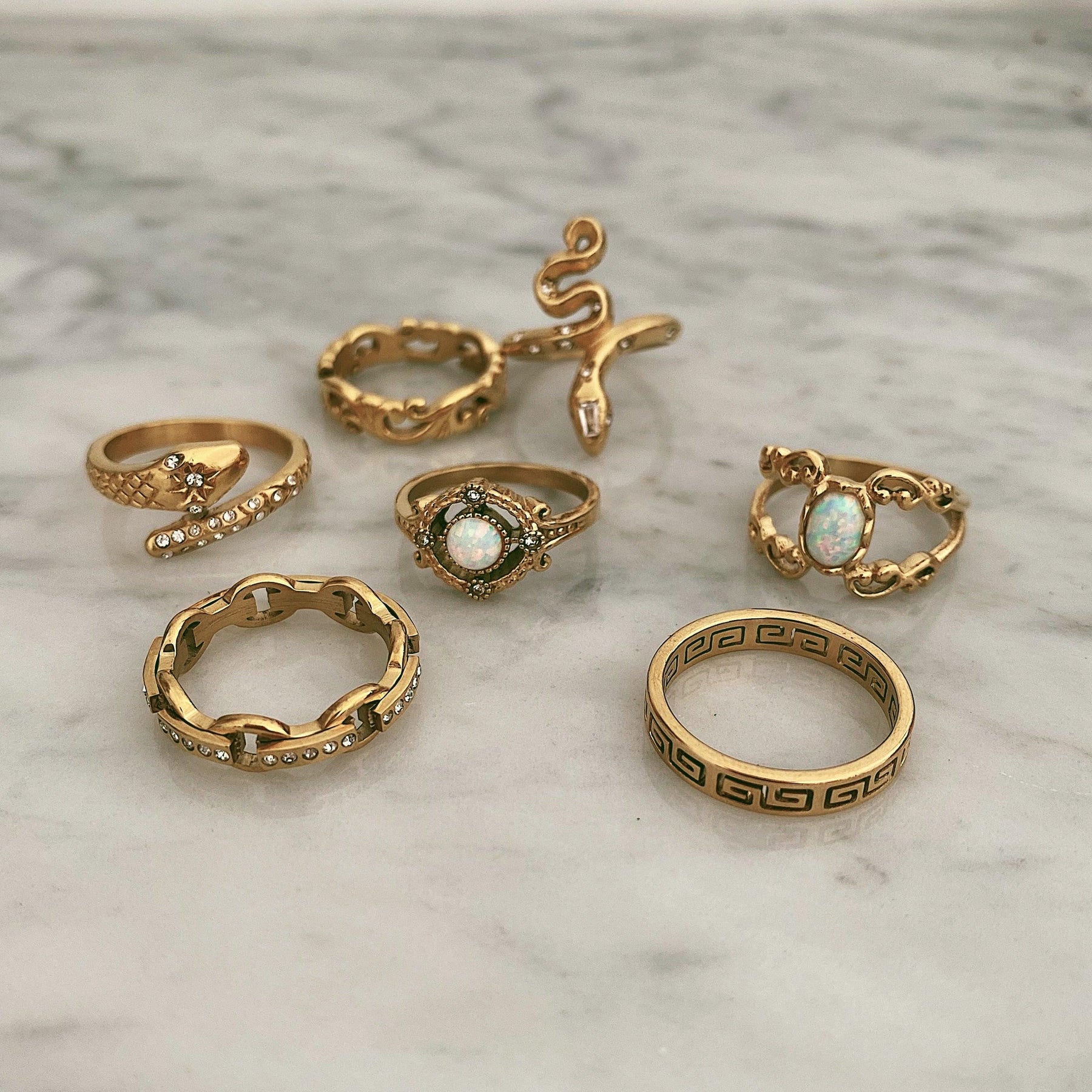 Urbanti Stainless Steel Greek Key Ring