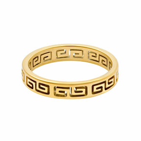 Urbanti Stainless Steel Greek Key Ring Gold / US 6 / UK L / EUR 51 (small)