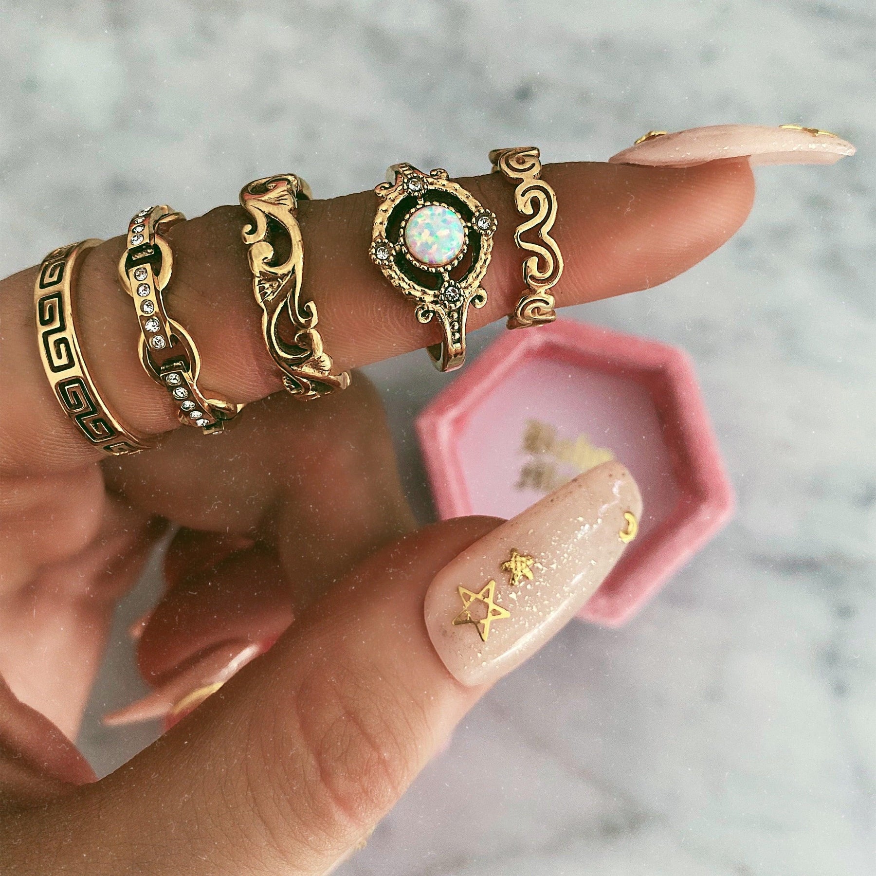 Urbanti Stainless Steel Greek Key Ring