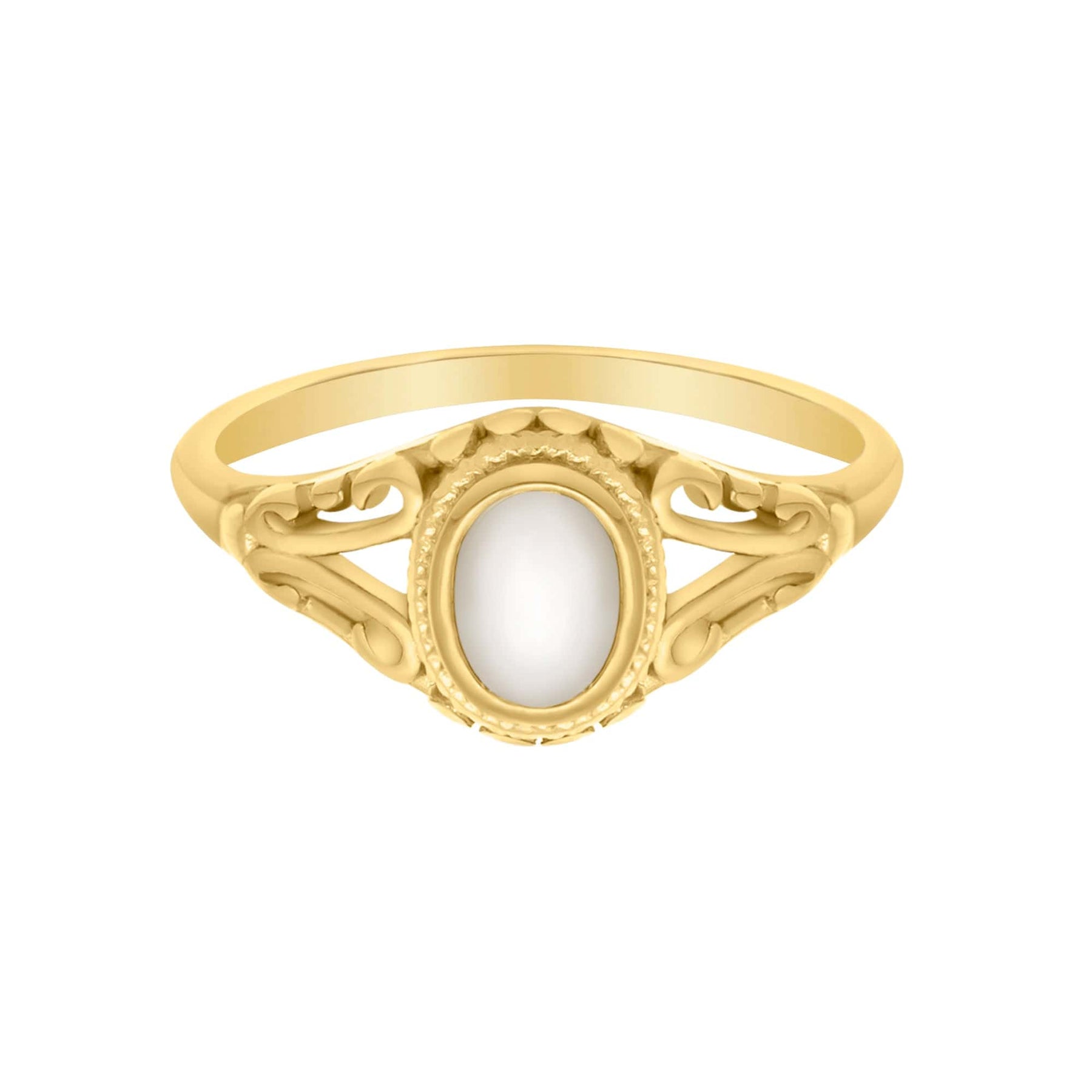 Urbanti Stainless Steel Hadley Pearl Ring Gold / US 6 / UK L / EUR 51 (small)
