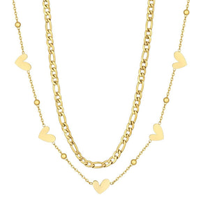 Urbanti Stainless Steel Hailey Heart Layered Necklace