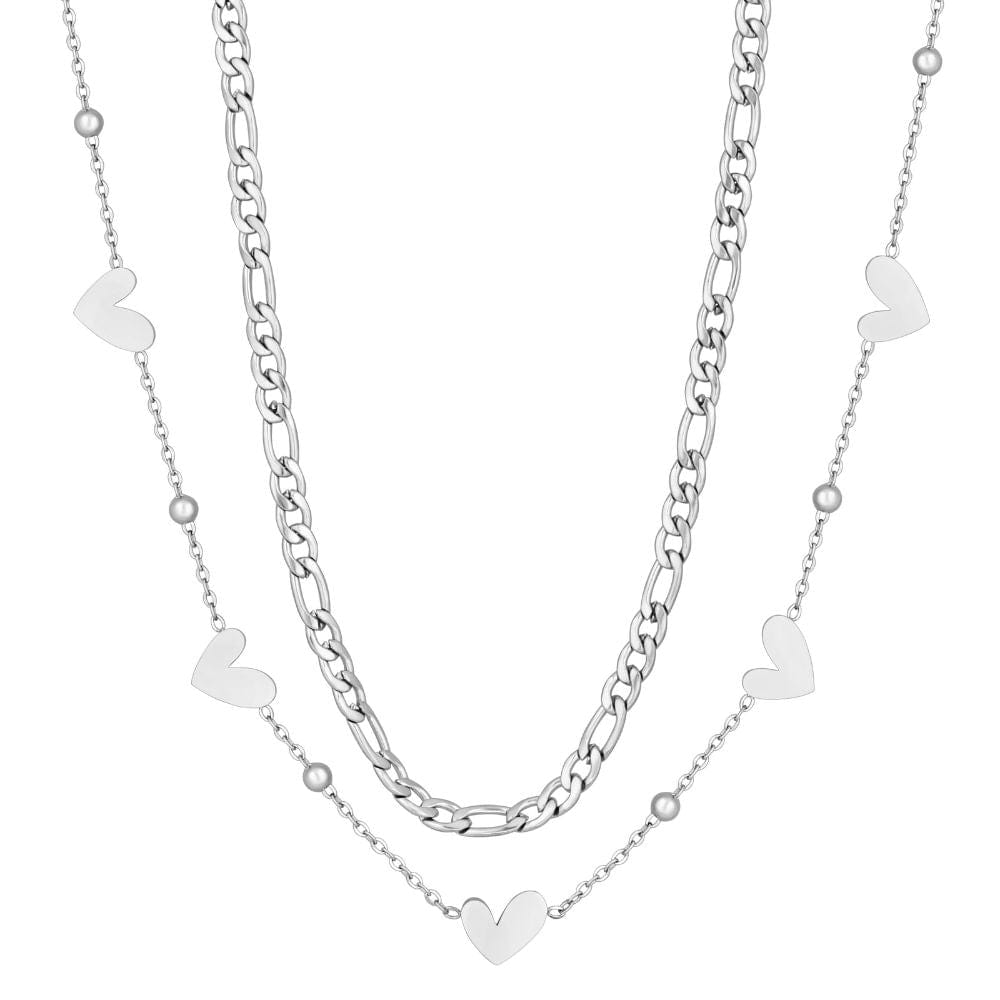 Urbanti Stainless Steel Hailey Heart Layered Necklace