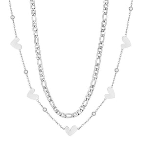 Urbanti Stainless Steel Hailey Heart Layered Necklace