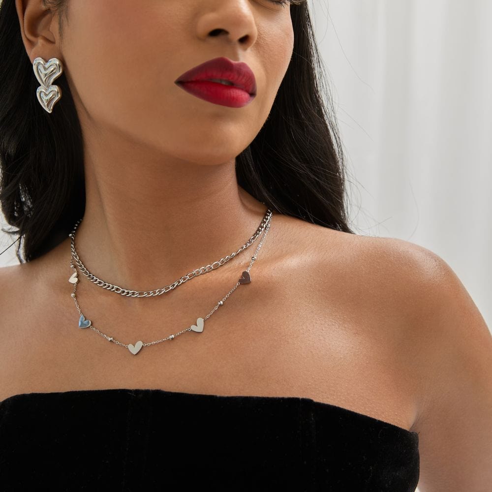 Urbanti Stainless Steel Hailey Heart Layered Necklace