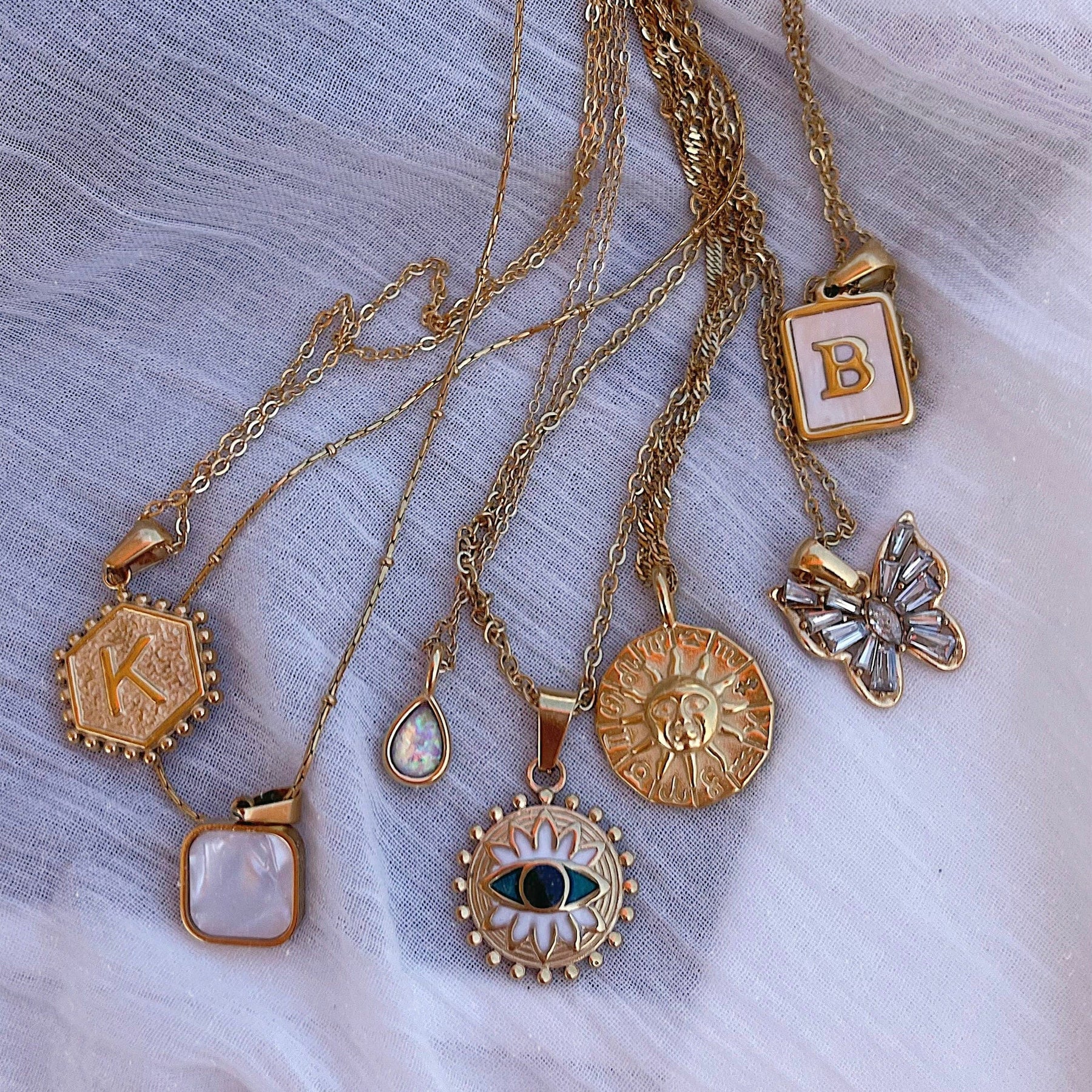 Urbanti Stainless Steel Halo Initial Necklace