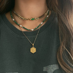 Urbanti Stainless Steel Halo Initial Necklace