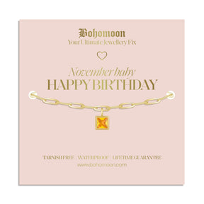 Urbanti Stainless Steel Happy Birthday Birthstone Bracelet