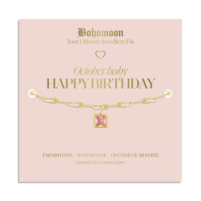 Urbanti Stainless Steel Happy Birthday Birthstone Bracelet