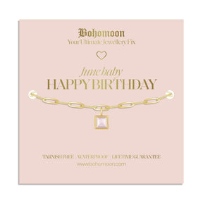Urbanti Stainless Steel Happy Birthday Birthstone Bracelet