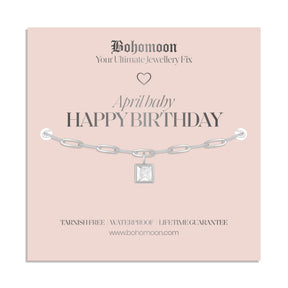 Urbanti Stainless Steel Happy Birthday Birthstone Bracelet