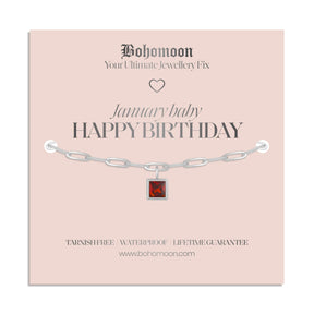 Urbanti Stainless Steel Happy Birthday Birthstone Bracelet