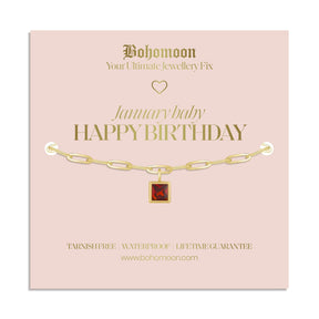 Urbanti Stainless Steel Happy Birthday Birthstone Bracelet