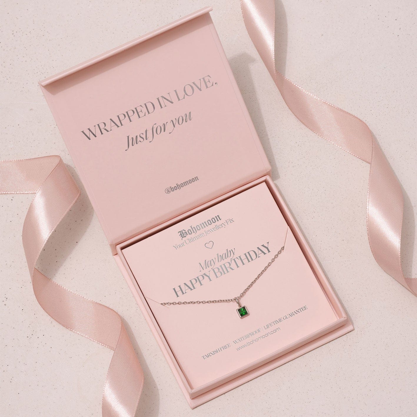 Urbanti Stainless Steel Happy Birthday Birthstone Necklace