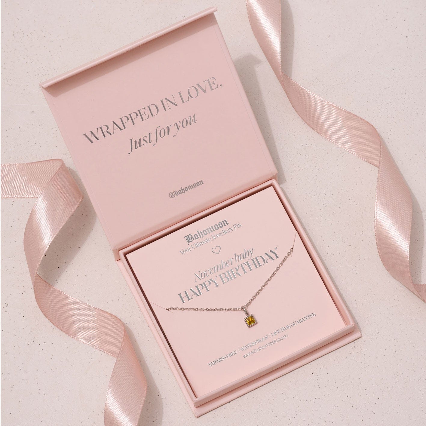 Urbanti Stainless Steel Happy Birthday Birthstone Necklace