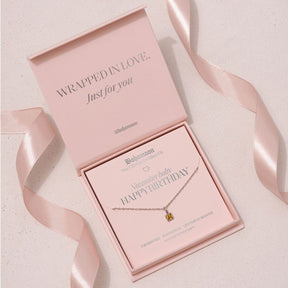 Urbanti Stainless Steel Happy Birthday Birthstone Necklace