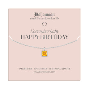 Urbanti Stainless Steel Happy Birthday Birthstone Necklace