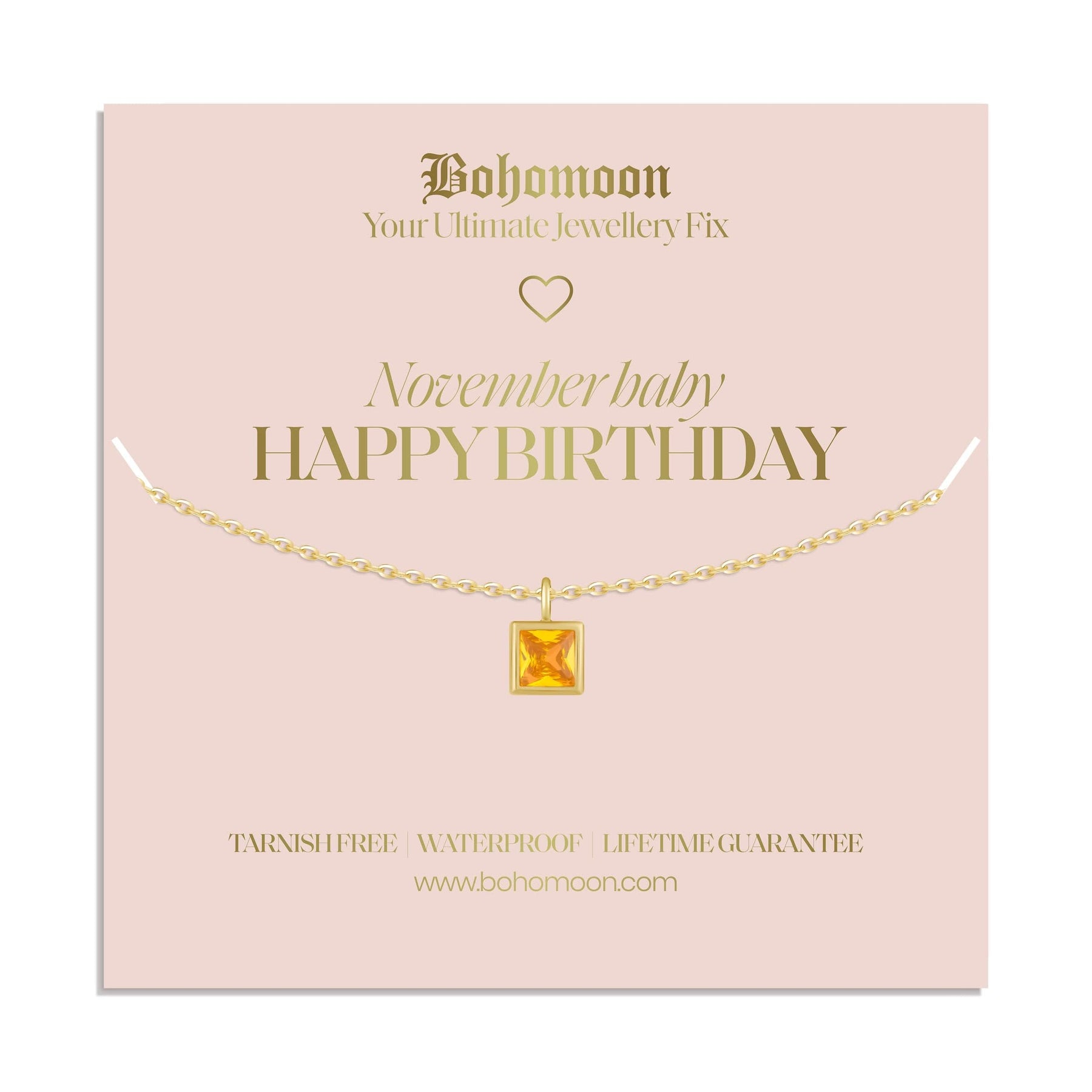 Urbanti Stainless Steel Happy Birthday Birthstone Necklace