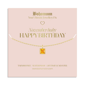 Urbanti Stainless Steel Happy Birthday Birthstone Necklace