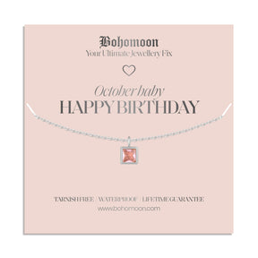 Urbanti Stainless Steel Happy Birthday Birthstone Necklace