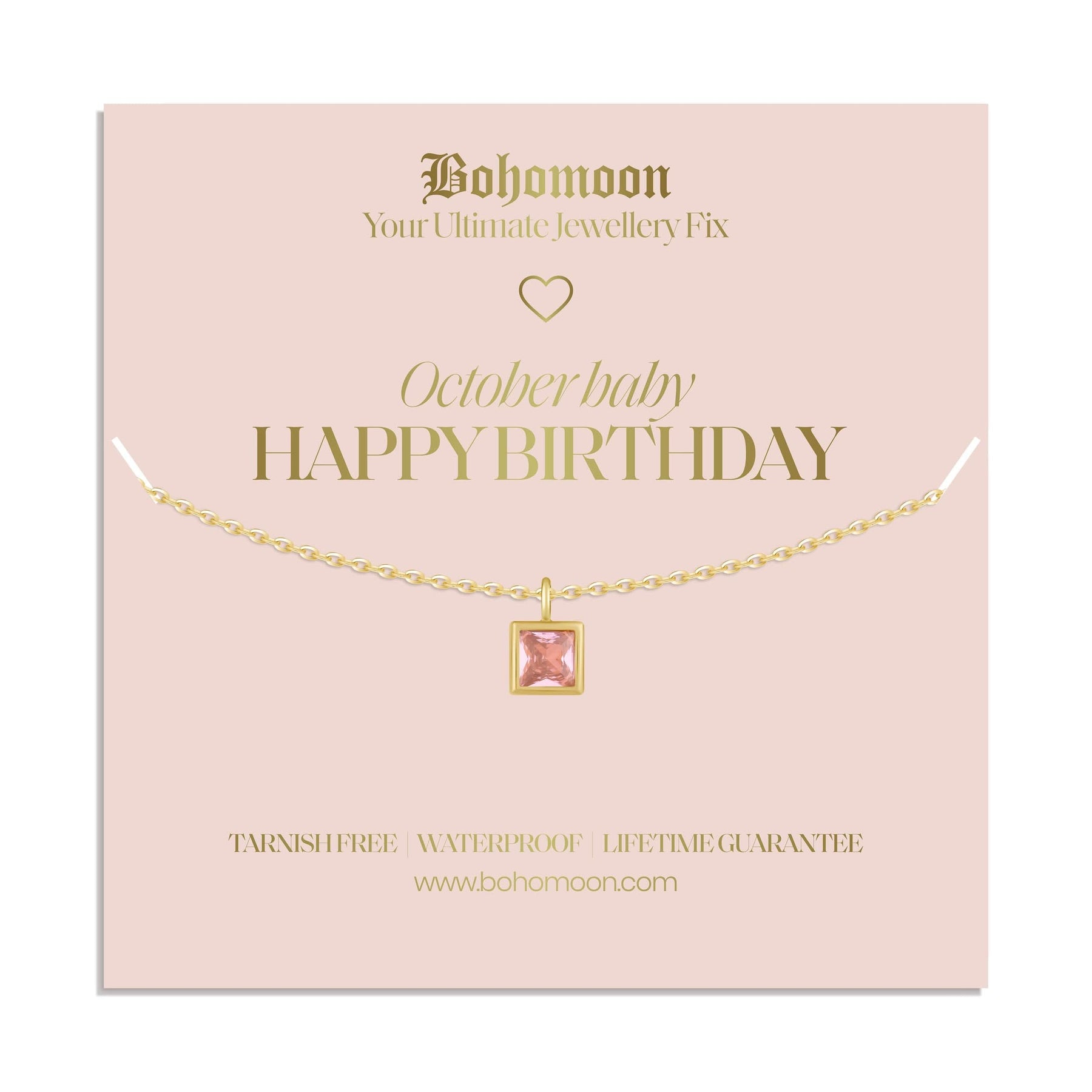 Urbanti Stainless Steel Happy Birthday Birthstone Necklace