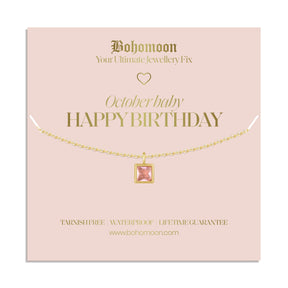 Urbanti Stainless Steel Happy Birthday Birthstone Necklace