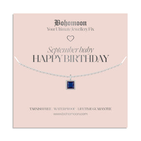 Urbanti Stainless Steel Happy Birthday Birthstone Necklace