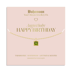 Urbanti Stainless Steel Happy Birthday Birthstone Necklace