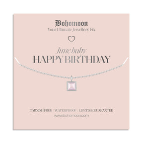 Urbanti Stainless Steel Happy Birthday Birthstone Necklace