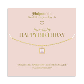 Urbanti Stainless Steel Happy Birthday Birthstone Necklace