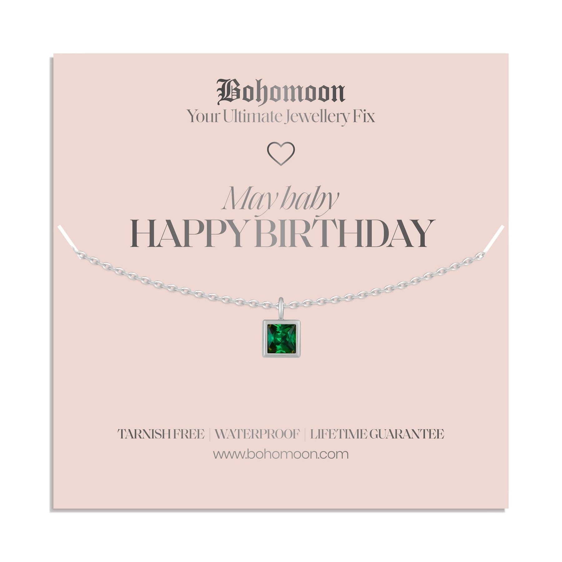 Urbanti Stainless Steel Happy Birthday Birthstone Necklace
