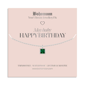 Urbanti Stainless Steel Happy Birthday Birthstone Necklace
