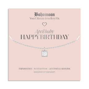 Urbanti Stainless Steel Happy Birthday Birthstone Necklace