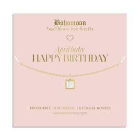 Urbanti Stainless Steel Happy Birthday Birthstone Necklace