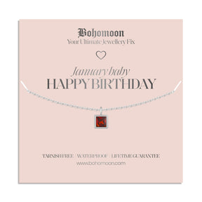 Urbanti Stainless Steel Happy Birthday Birthstone Necklace