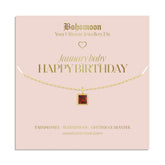 Urbanti Stainless Steel Happy Birthday Birthstone Necklace