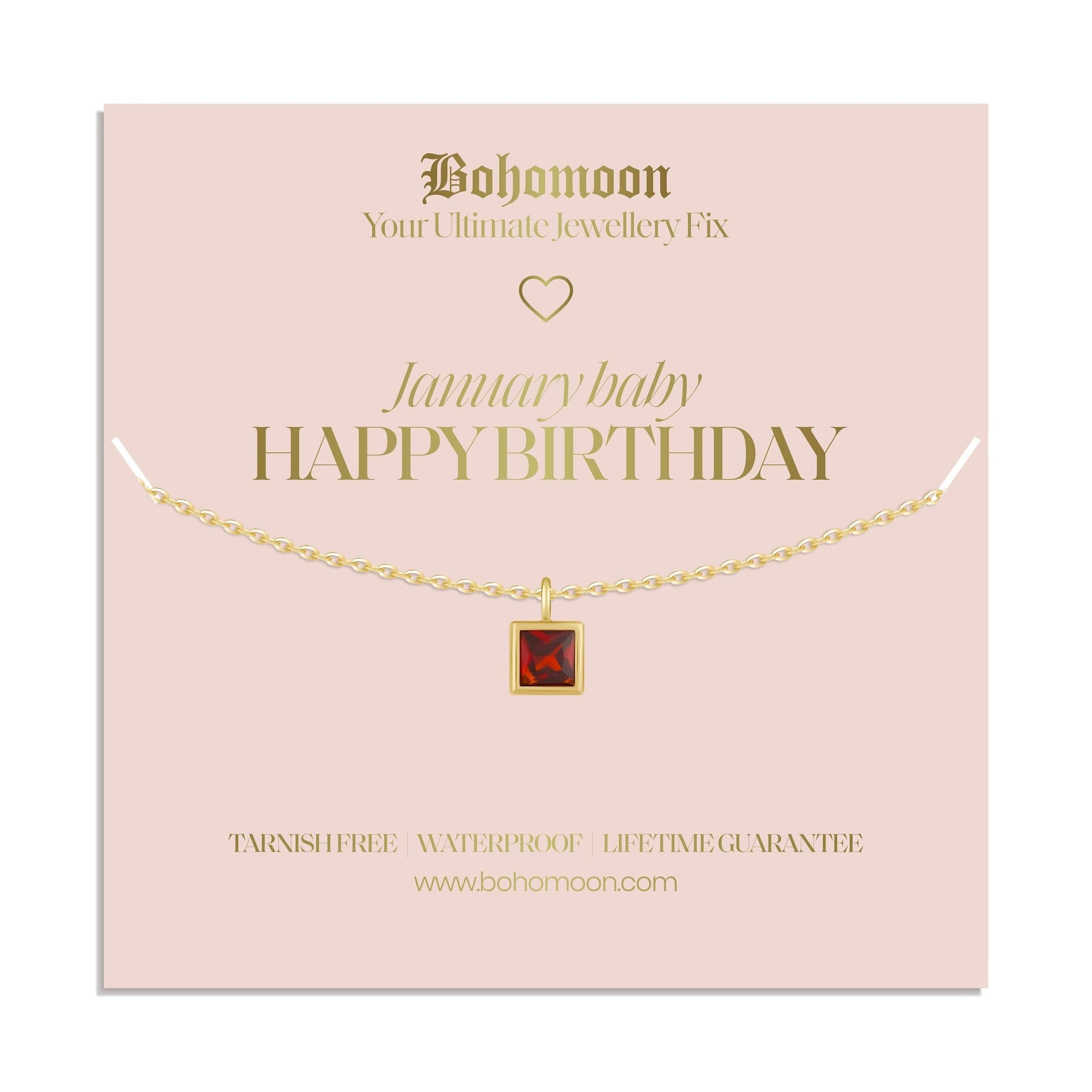 Urbanti Stainless Steel Happy Birthday Birthstone Necklace