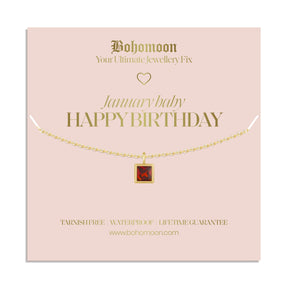 Urbanti Stainless Steel Happy Birthday Birthstone Necklace