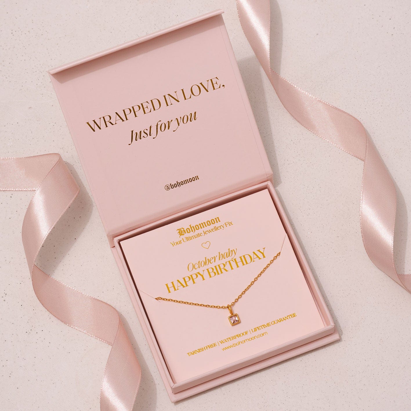 Urbanti Stainless Steel Happy Birthday Birthstone Necklace