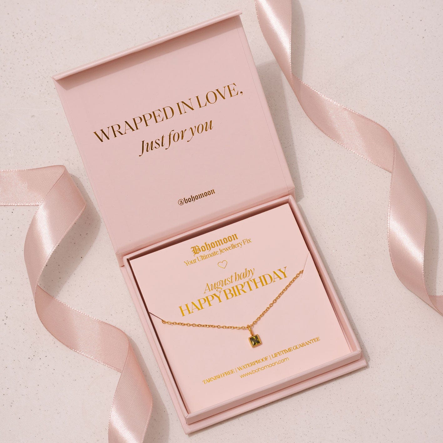 Urbanti Stainless Steel Happy Birthday Birthstone Necklace