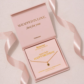 Urbanti Stainless Steel Happy Birthday Birthstone Necklace