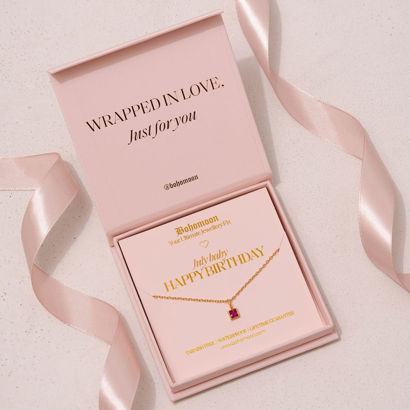 Urbanti Stainless Steel Happy Birthday Birthstone Necklace