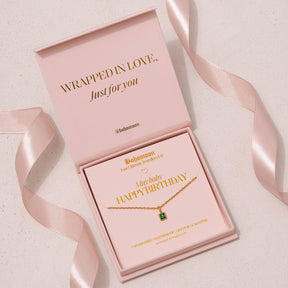 Urbanti Stainless Steel Happy Birthday Birthstone Necklace