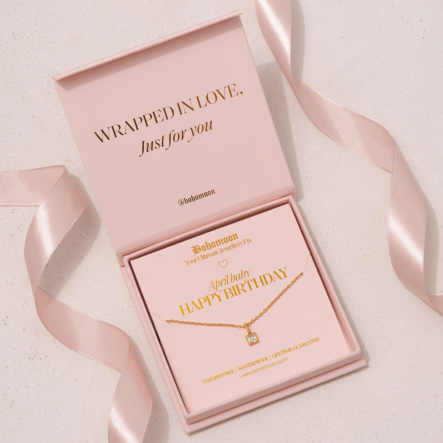 Urbanti Stainless Steel Happy Birthday Birthstone Necklace