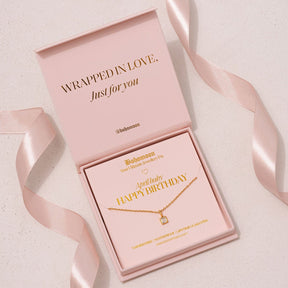 Urbanti Stainless Steel Happy Birthday Birthstone Necklace