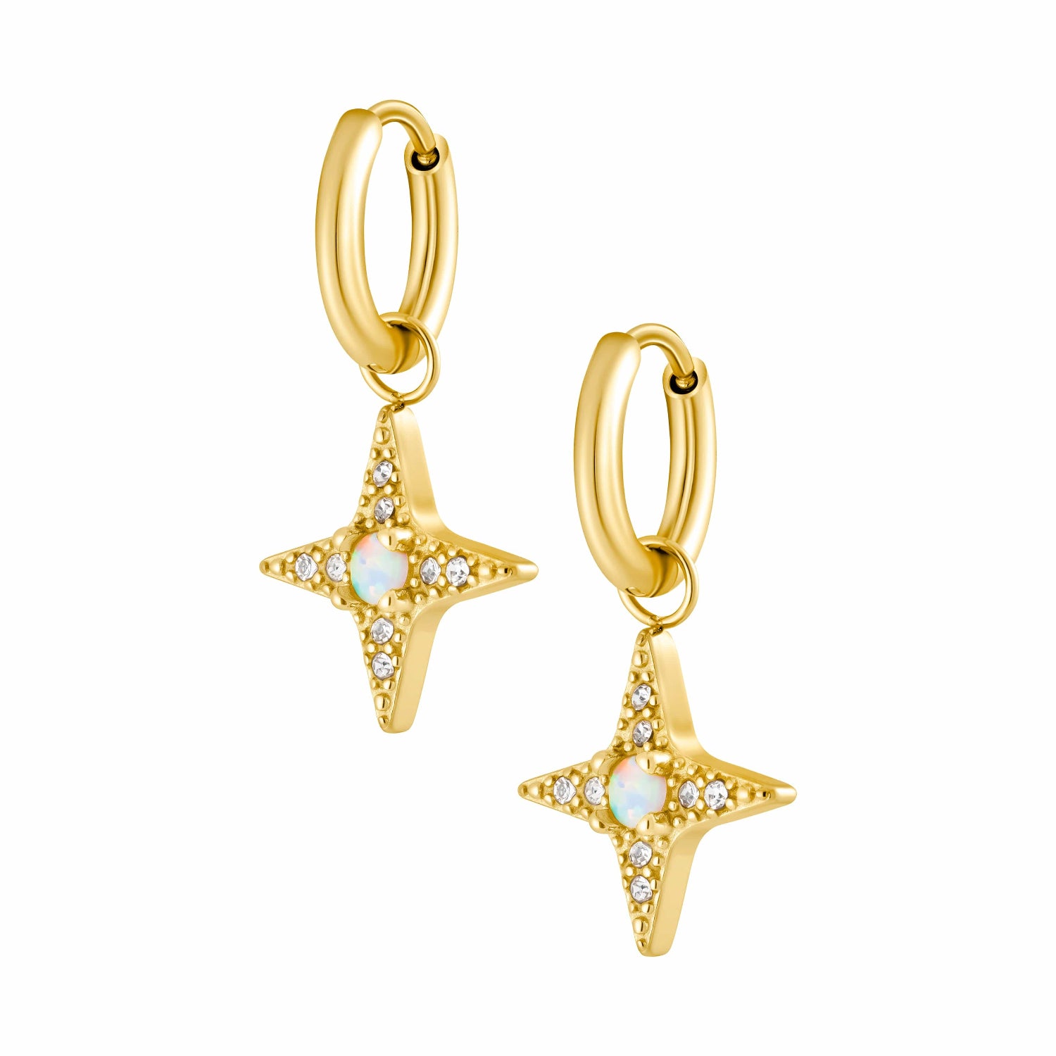 Urbanti Stainless Steel Harriet Opal Hoop Earrings