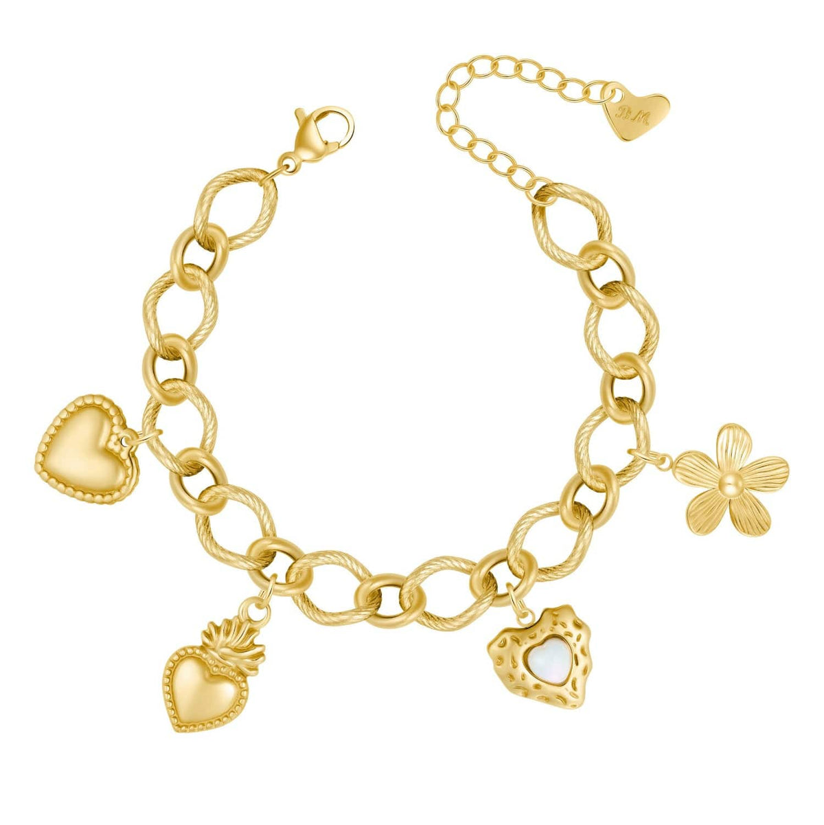 Urbanti Stainless Steel Heartbeat Charm Bracelet