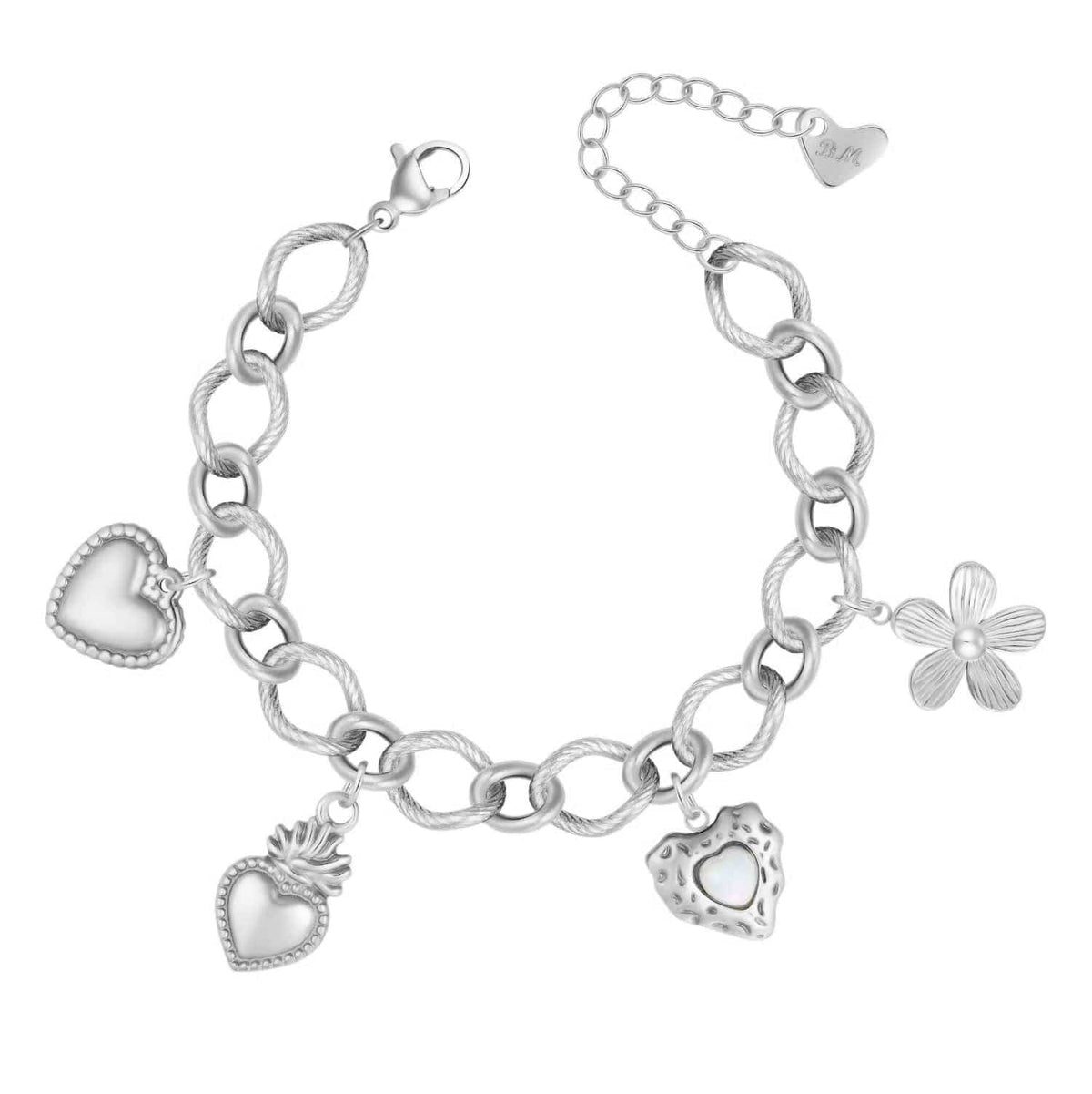 Urbanti Stainless Steel Heartbeat Charm Bracelet