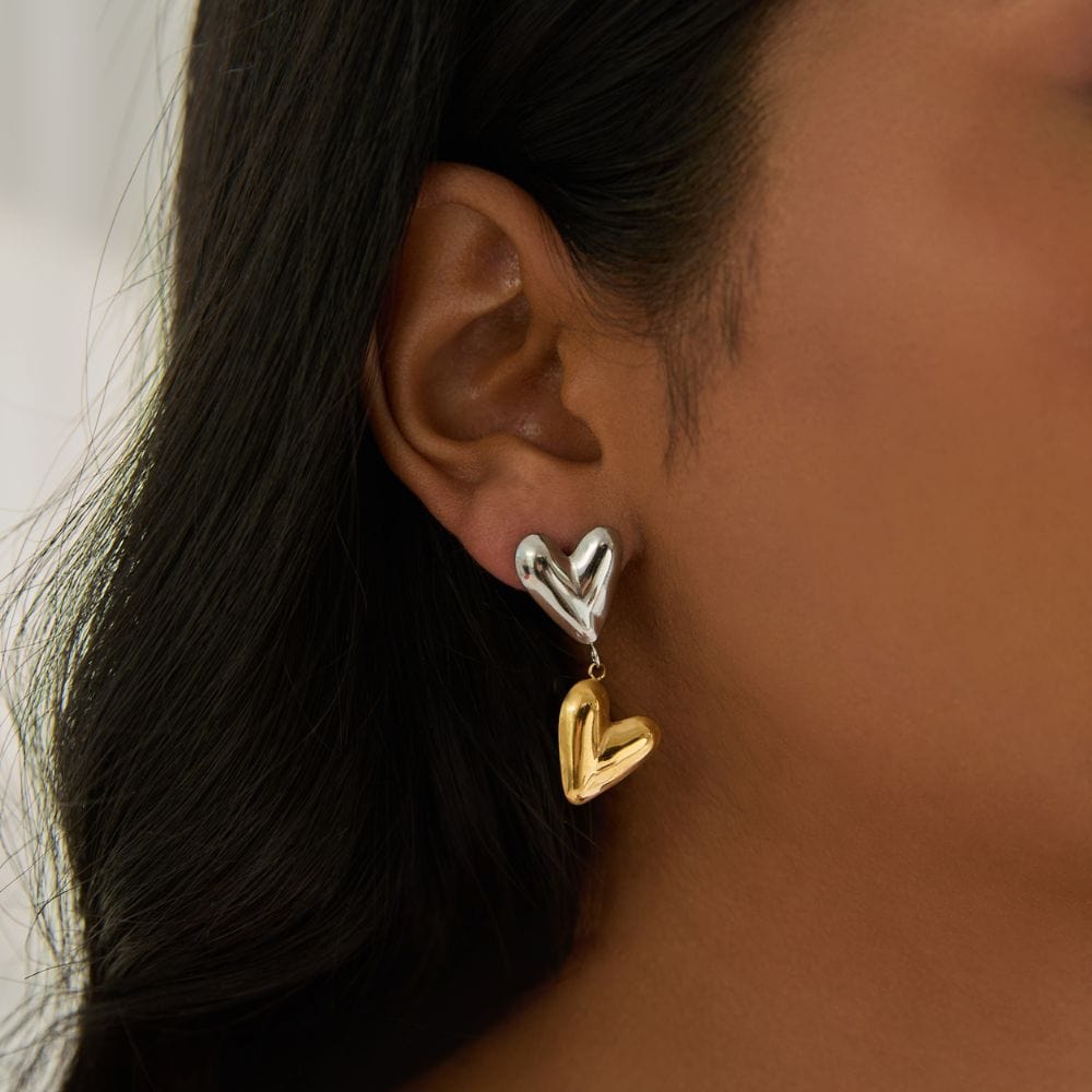 Urbanti Stainless Steel Heartfelt Stud Earrings