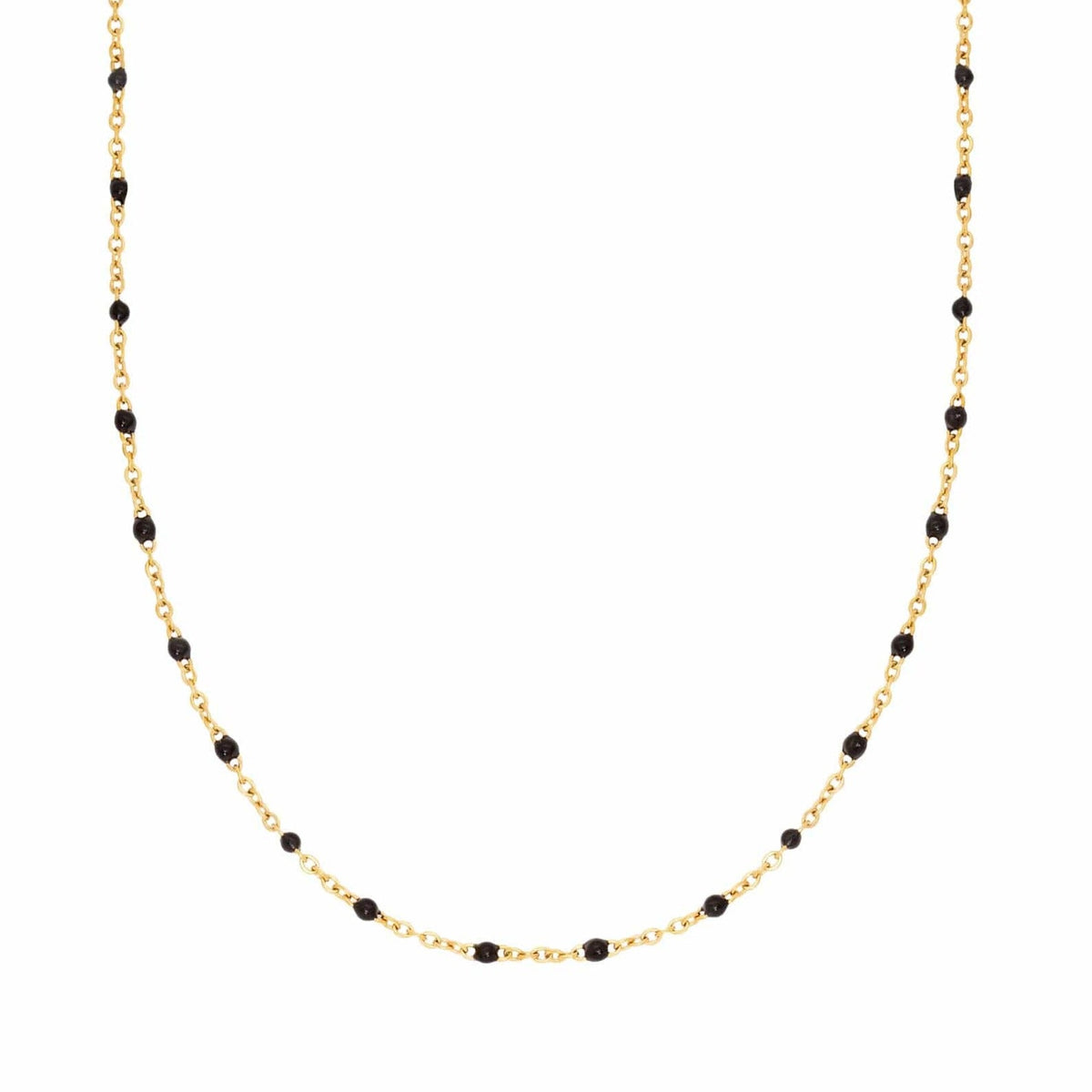 Urbanti Stainless Steel Hendrix Black BeadedNecklace Gold