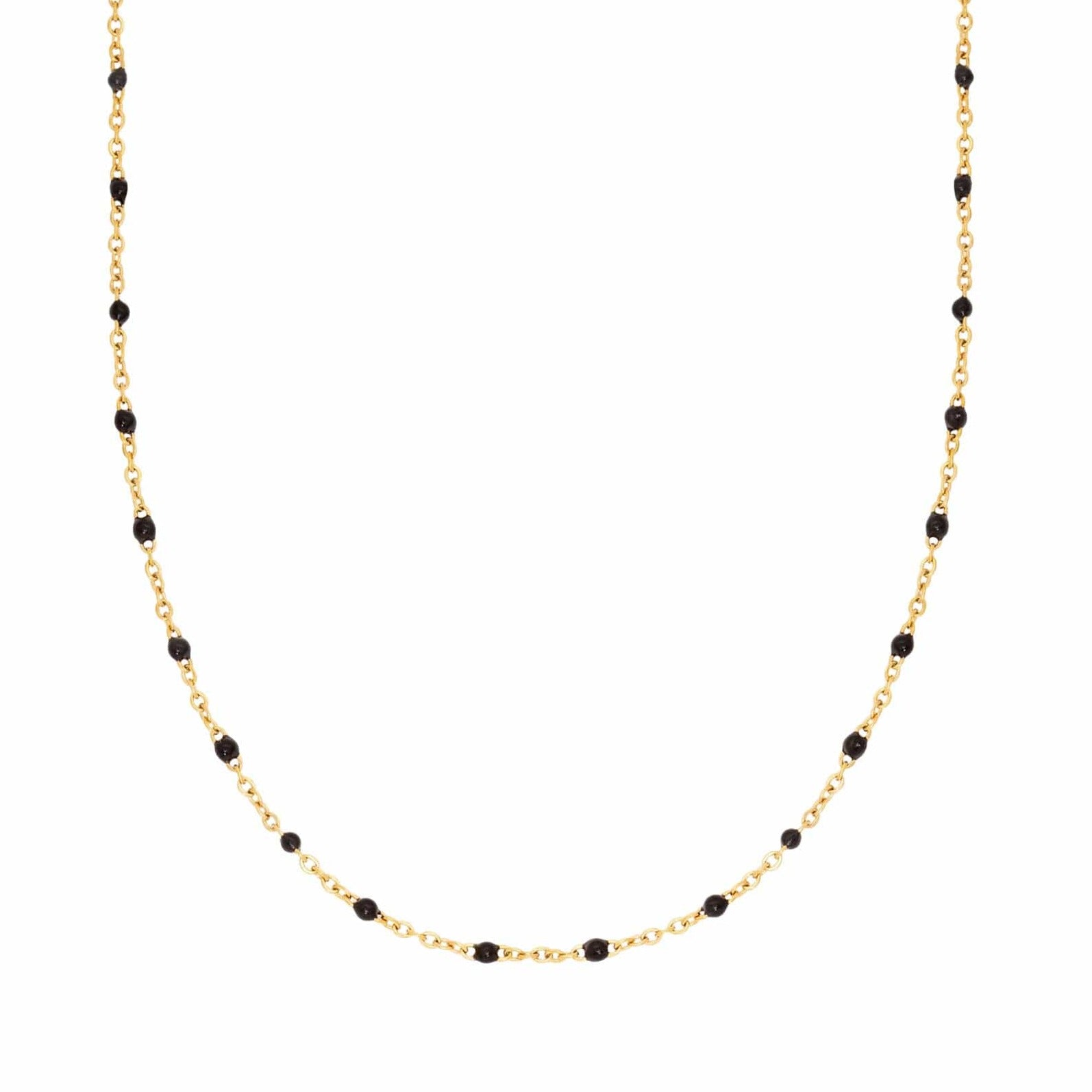 Urbanti Stainless Steel Hendrix Black BeadedNecklace Gold